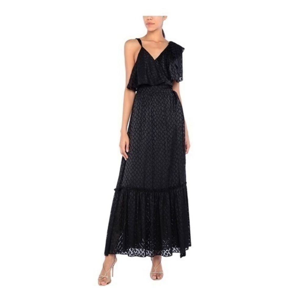 Diane Von Furstenberg Ella Ruffled Maxi Wrap Dress - Size Medium - Black - NWT